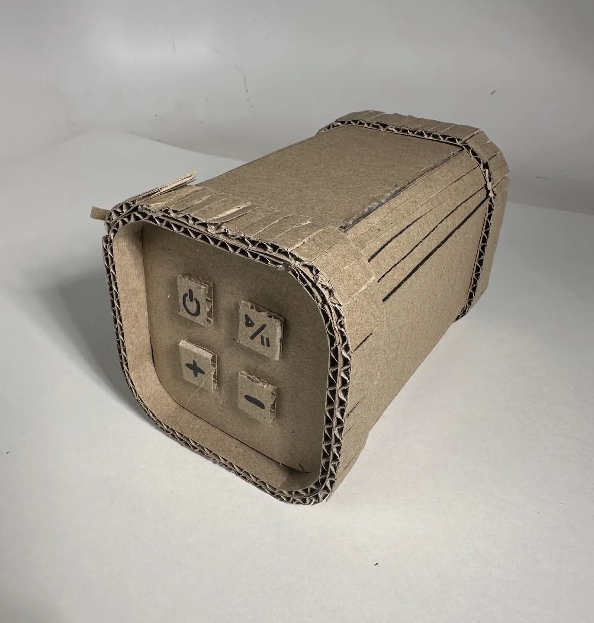 Cardboard prototype with button panel